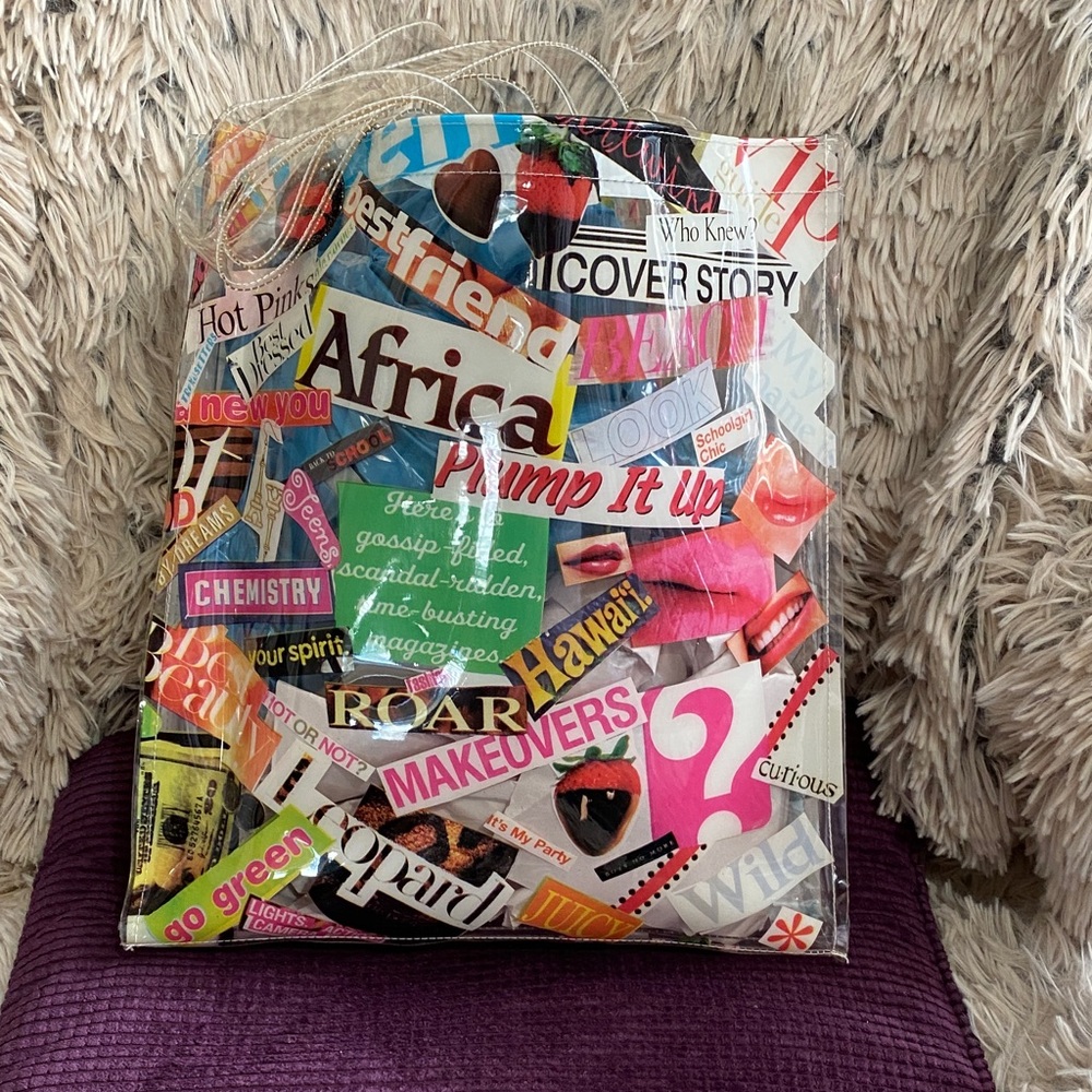 Maybe! Vintage Colorful Magazine Collage Tote